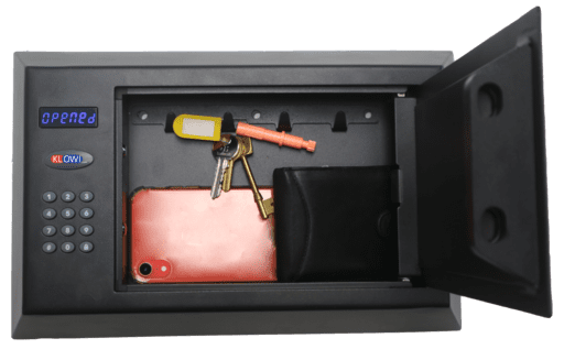 Personal Safe with keys , wallet and phone in