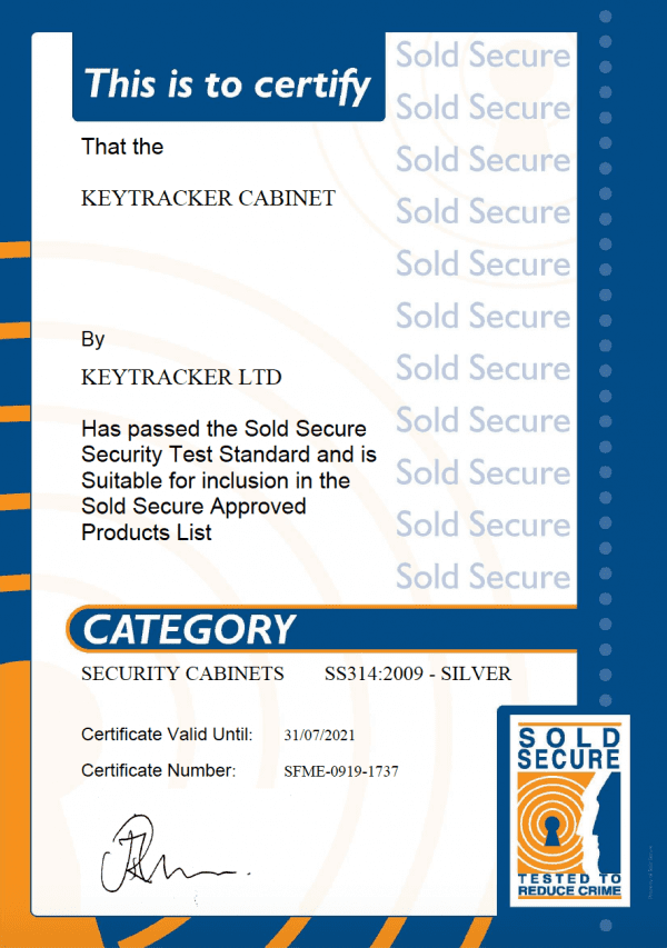 Keytracker Sold Secure Certificate