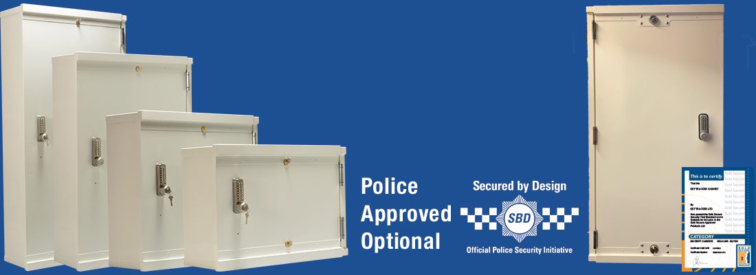 Police approved secure commercial cabinets banner